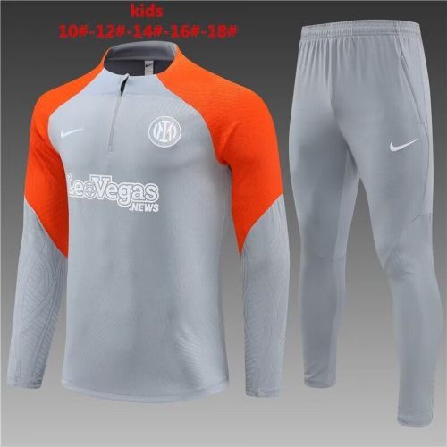 Youth 2024 Inter Milan Grey/Orange Soccer Training Sweater and Pants