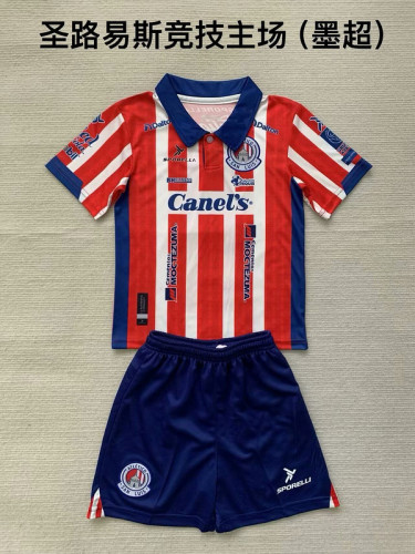 Youth Uniform Kids Kit 2023-2024 Atlético San Luis Home Soccer Jersey Shorts Child Football Set