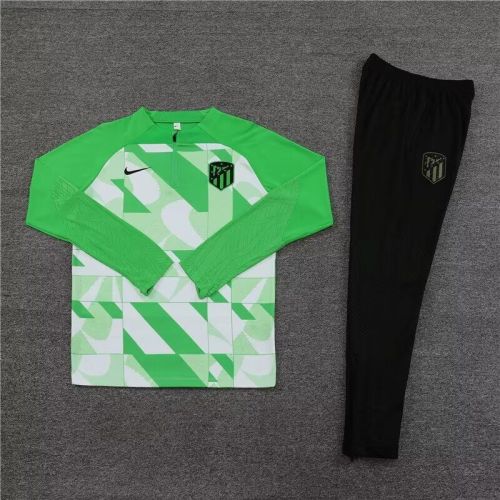 2024 Atletico Madrid White/Green Soccer Training Sweater and Pants