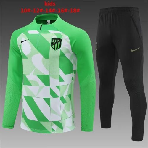 Youth 2024 Atletico Madrid White/Green Soccer Training Sweater and Pants