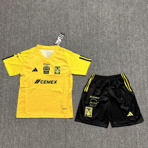 Youth Uniform Kids Kit 2023-2024 Tigres Yellow Soccer Training Jersey Shorts Child Football Set