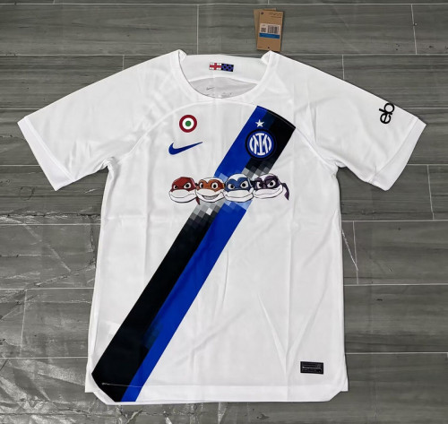 with Coppa Italia Patch Fans Version 2023-2024 Inter Milan X Ninja Turtles Shirts Inter Away White Football Shirt
