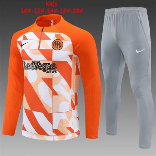 Youth 2024 Inter Milan Orange/White Soccer Training Sweater and Pants