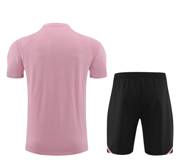 Adult Uniform 2024 Inter Miami Pink/Black Soccer Training Jersey and Shorts Cotton Football Kits