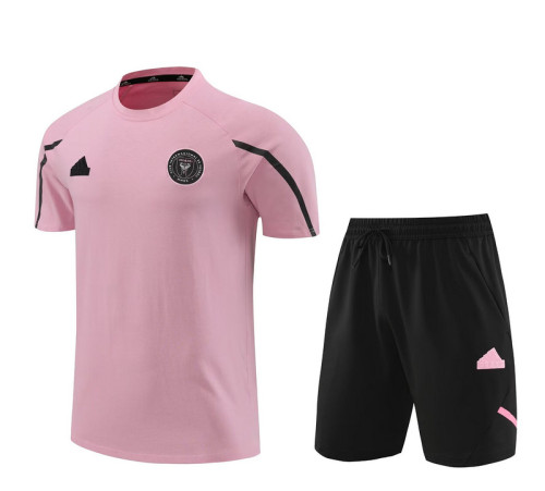 Adult Uniform 2024 Inter Miami Pink/Black Soccer Training Jersey and Shorts Cotton Football Kits