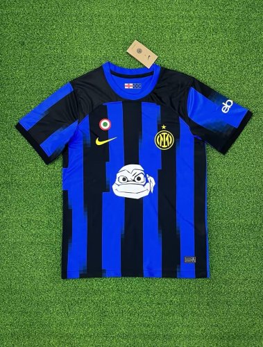 with Coppa Italia Patch Fans Version 2023-2024 Inter Milan X Ninja Turtles Shirts Inter Home Football Shirt