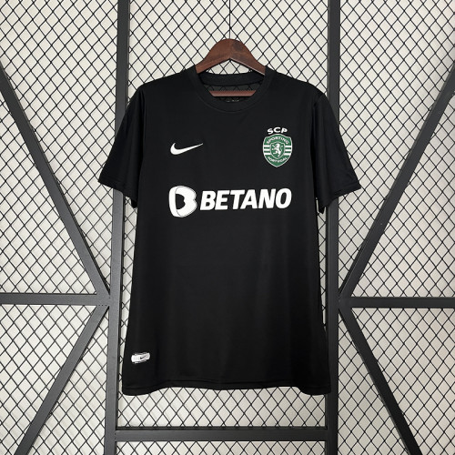 Lisbon Camisetas de Futbol Fan Version 2023-2024 Sporting Lisbon Fourth Away Black Soccer Jersey