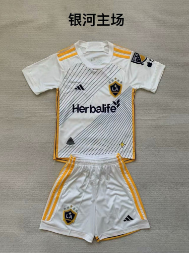 Youth Uniform Kids Kit 2024-2025 Los Angeles Galaxy Home Soccer Jersey Shorts Child Football Set