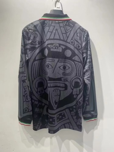 Long Sleeve Retro Jersey 1998 Mexico Black Soccer Jersey Vintage Football Shirt