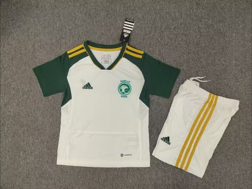 Youth Uniform Kids Kit 2024-2025 Saudi Arabia Away White Soccer Jersey Shorts Child Football Set