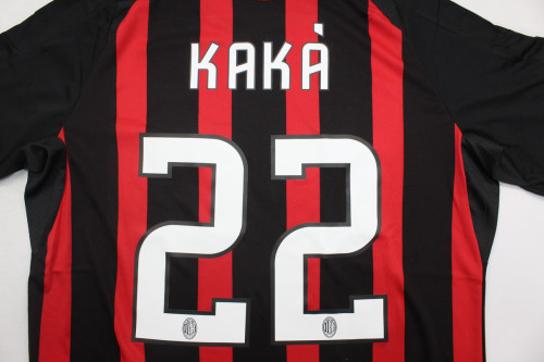 with Front+Serie A+Trophy 7 Patch Retro Jersey 2008-2009 AC Milan KAKA' 22 Home Soccer Jersey Vintage Football Shirt