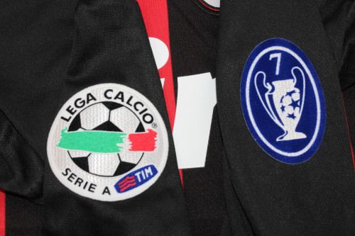 with Serie A+Trophy 7 Patch Long Sleeve Retro Jersey 2008-2009 AC Milan Home Vintage Soccer Jersey