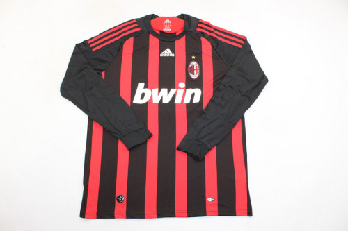 Long Sleeve Retro Jersey 2008-2009 AC Milan Home Vintage Soccer Jersey
