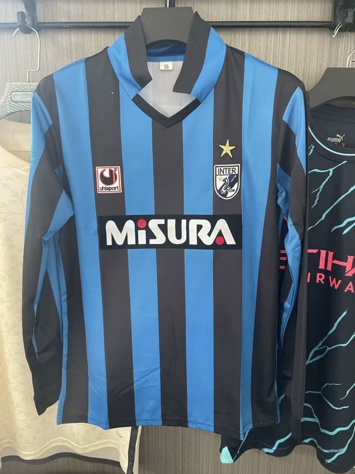Long Sleeve Retro Jersey 1989-1990 Inter Milan Home Soccer Jersey Vintage Football Shirt