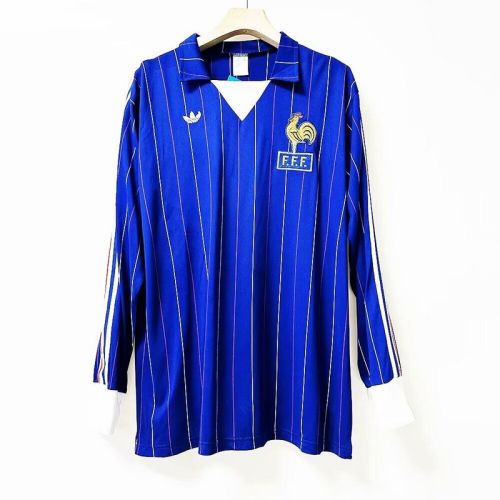 Retro Jersey Long Sleeve 1980-1982 France Home Soccer Jersey Vintage Football Shirt