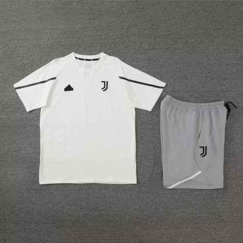 Adult Uniform 2024 Juventus White Soccer Training Jersey and Shorts Cotton Football Kits