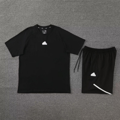 Adult Uniform 2024 AD Black Soccer Training Jersey and Shorts Cotton Football Kits