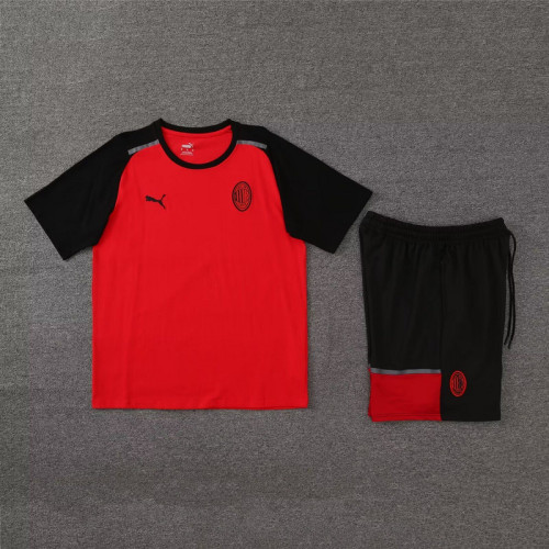 Adult Uniform 2024 AC Milan Red/Black Soccer Training Jersey and Shorts Ac Cotton Football Kits