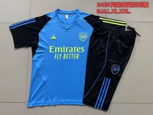 Adult Uniform 2024 Arsenal Blue/Black Soccer Training Jersey and Shorts Football Kits