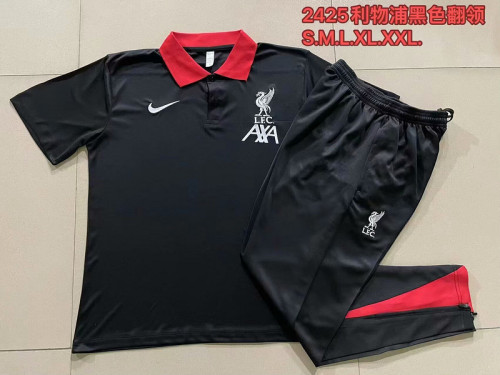 Adult Uniform 2024 Liverpool Black Soccer Polo and Pants