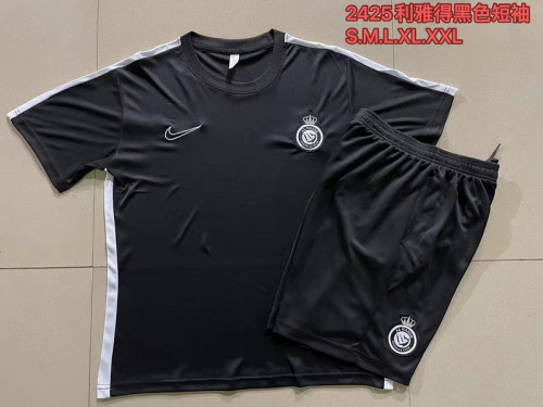 Adult Uniform 2024 Al Nassr Black Soccer Training Jersey and Shorts Football Kits