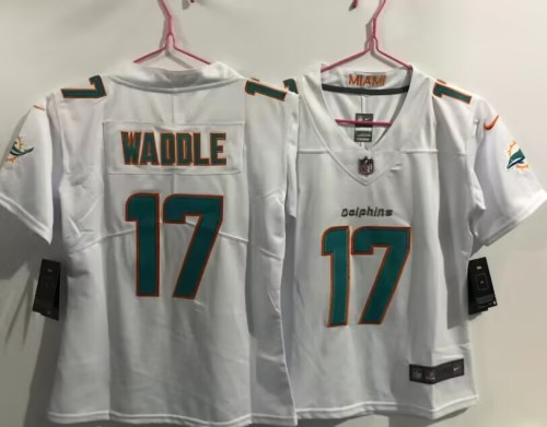 Youth 2021 Dolphins 17 WADDLE WHITE NFL Jersey S-XXL GREEN Font