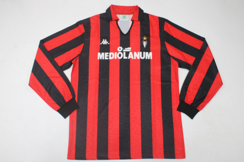 Long Sleeve Retro AC Maillot 1989-1990 AC Milan Home Vintage Soccer Jersey