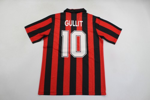 Retro AC Maillot 1989-1990 AC Milan GULLIT 10 Home Vintage Soccer Jersey