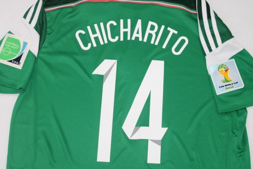 with Patch Retro Jersey 2014 Mexico CHICHARITO 14 Home Soccer Jersey Vintage Football Shirt