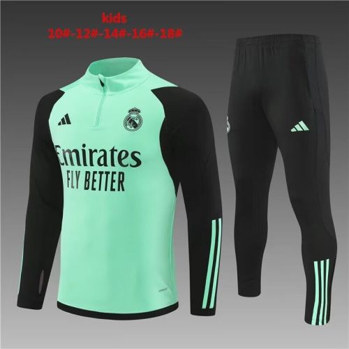 Youth 2023-2024 Real Madrid Green/Black Soccer Training Sweater and Pants