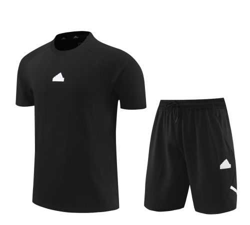 Adult Uniform 2024 AD Black Soccer Training Jersey and Shorts Borland Cotton Football Kits Red Suits