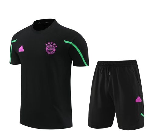 Adult Uniform 2024-2025 Bayern Munich Black Soccer Training Jersey and Shorts Cotton Football Kits