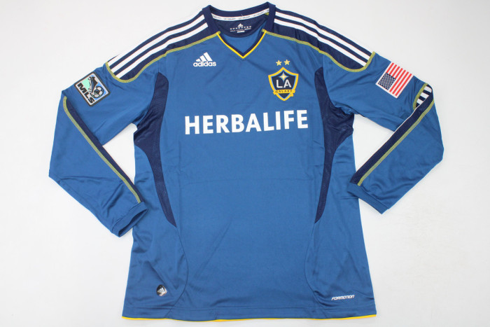 with MLS Patch Retro Football Shirt Long Sleeve 2011-2012 Los Angeles Galaxy 23 BECKHAM Home Soccer Jersey