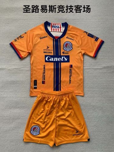 Youth Uniform Kids Kit 2024-2025 Atlético San Luis Away Yellow Soccer Jersey Shorts Child Football Set