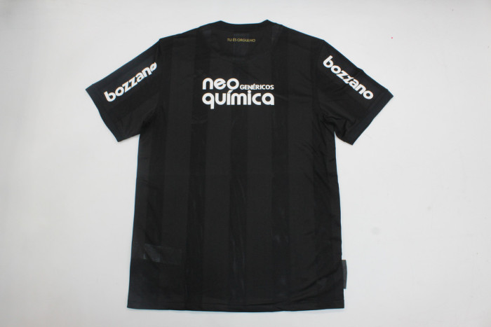 Retro Camisetas de Futbol 2010-2011 Corinthians Away Black Vintage Soccer Jersey