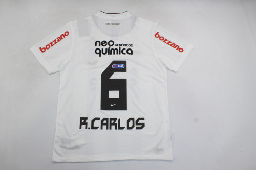 Retro Camisetas de Futbol 2010-2011 Corinthians R.CARLOS 6 Home Vintage Soccer Jersey
