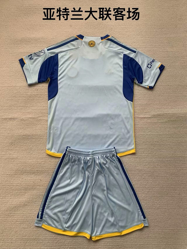 Youth Uniform Kids Kit 2024-2025 Atlanta United Away Grey Soccer Jersey Shorts Child Football Set
