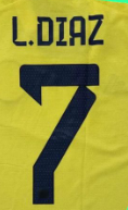 L.DIAZ 7 Lettering for 2023 Colombia Home Soccer Jersey