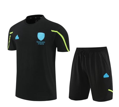 Adult Uniform 2024-2025 Arsenal Black Soccer Training Jersey and Shorts Cotton Football Kits