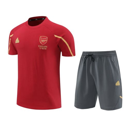 Adult Uniform 2024-2025 Arsenal Red Soccer Training Jersey and Shorts Cotton Football Kits