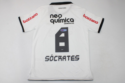 with Front Patch Retro Camisetas de Futbol 2010-2011 Corinthians SOCRATES 8 Home Vintage Soccer Jersey