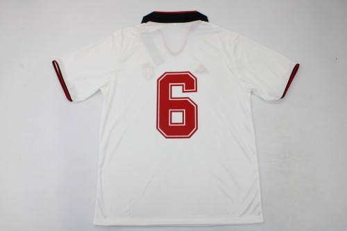 Retro Jersey 1988-1989 AC Milan 6 Away White Soccer Jersey Vintage Football Shirt