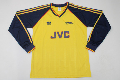 Retro Jersey 1988-1989 Long Sleeve Arsenal Away Yellow Soccer Jersey