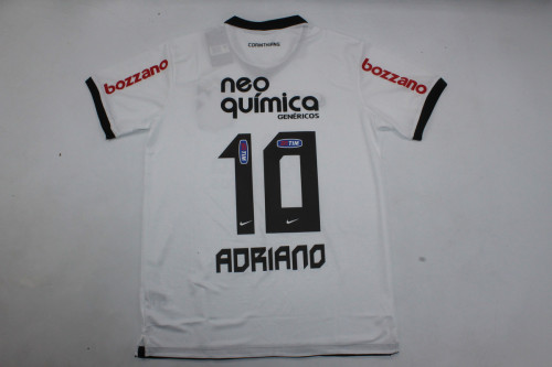 with Front Patch Retro Camisetas de Futbol 2010-2011 Corinthians ADRIANO 10 Home Vintage Soccer Jersey