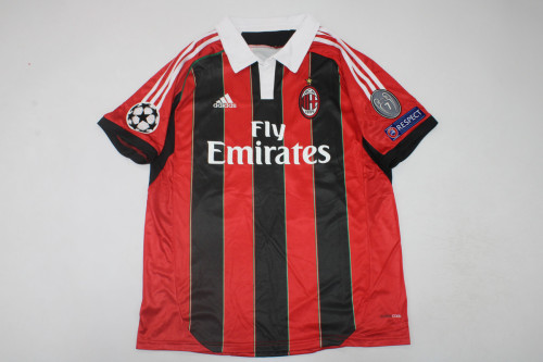 with UCL Patch Retro Jersey 2012-2013 AC Milan Home Soccer Jersey Vintage Football Shirt