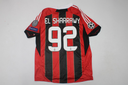 with UCL Patch Retro Jersey 2012-2013 AC Milan 92 EL SHAARAWY Home Soccer Jersey Vintage Football Shirt