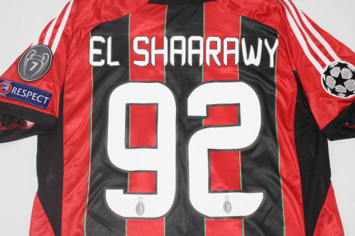 with UCL Patch Retro Jersey 2012-2013 AC Milan 92 EL SHAARAWY Home Soccer Jersey Vintage Football Shirt