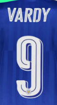 VARDY 9 Lettering for 2017 Leicester City UCL Home Jersey