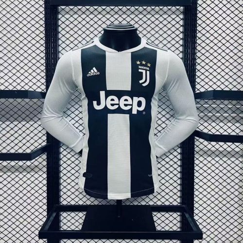 Player Version Long Sleeve Retro Jersey 2018-2019 Juventus Home Soccer Jersey Vintage Football Shirt