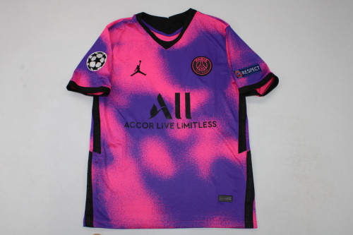 with UCL Patch Retro Jersey 2020-2021 PSG Pink Soccer Jersey Vintage Paris Football Maillot